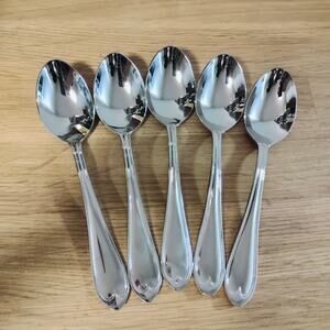 5 Reed & Barton Oval Thread Place Soup Spoons 7" 18/10 Stainless